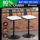 ALFORDSON 2x Bar Stools Gas Lift Leather Bar Chairs Kitchen Swivel Gloria White