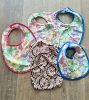 Baby Bibs - Hand Sewn - Cute Prints - Mixed Lot x5
