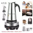 450ml Moka Pot With Small Electric Stove Portable Stainless Steel Espresso Pot