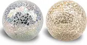 Folmywy 2 PCS Centerpiece Orbs Mosaic Glas Sphere Solid Balls Mirror Glass 3.35inch Round for Modern House Living Room Coffee Table Tray Trays Christmas Halloween