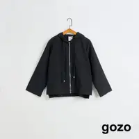 在飛比找蝦皮商城優惠-【gozo】➤大口袋抽皺連帽薄外套(黑色/卡其_F) | 女