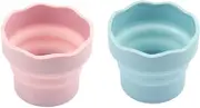 GYWHOOFT Collapsible Paint Water Cup,2 PcsPortable Paint Brush Washer,Portable Silicone Washing Bucket Brush Holder Cleaner Painting Water Cup for Watercolor Oil Painting