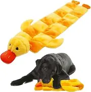 Squeakers Dog Squeaky Toys - No Stuffing Plush Pet Chew Toys - Yellow Squeaker Mat Duck (Yellow)