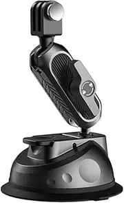 Blelsa Suction Cup Phone Mount Suction Cup Mount with Dual 360°Rotatable Head Sports Camera Adapater with Fixed Screw Compatible with 12/11/10/9/8/7 Insta 360 and Black Without Phone Clip Or Adapter