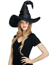 Black Curved Costume Witch Hat