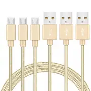 3 Pack 1m Data Transfer Charger Charging Micro USB Cable Cord for Android Phone Device Tablet Bulk Braided Gold Nylon