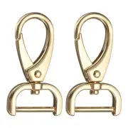 2Pcs Detachable Snap Hook Swivel Clasp 3/4" D Ring Lobster Claw Clasps Gold