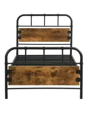 [IHOMDEC] Single Bed Metal Tube Base Frame in Brown