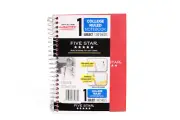 Five Star Personal Wirebound Notebook College Ruled 7 x 5 Red