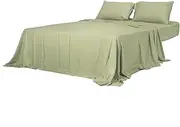 Dreamz Ultra Soft Bed Sheet Set with 2 Pillowcases, Cool Breathable Fabric, Elastic-Edged Fitted Sheet, Hypoallergenic, Anti-Wrinkle, Machine Washable(Queen, Sage Green)