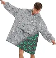 Wearable Blanket Hoodie for Women Men,Oversized Sherpa Sweatshirt Wearable Blanket Super Warm Flannel Hooded Blanket