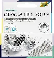 folia 540560 540560-Mirror Tile Silver Size S, 2 Rolls of 4 cm x 1 m, Mirror Mosaic in Silver, 3200 Glass Mirror Stones 5 x 5 mm Each, Self-Adhesive, for Decorating and Decorating, Glass