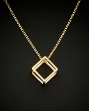 14K Italian Gold 3D Cube Adjustable Necklace
