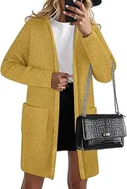 [ZESICA] Women's Casual Long Sleeve Open Front Soft Chunky Knit Sweater Cardigan Outerwear