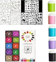 DIY Sponge Finger Painting Kit with Stencils, DIY Sponge Finger Painting Set, Finger Sponge Daubers, Sponge Finger Painting Daubers Kit with Stencils, Finger Painting Sponge (5 PCS,F)