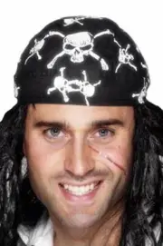 Smiffys Pirate Bandanna Skull and Crossbones Design Ready Formed