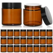 KEYWING 4oz Small Glass Jars with Black Lids, 24 Pack Amber Empty Cosmetic Co...