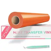 HTVRONT HTV Vinyl Rolls Heat Transfer Vinyl - 12" x 35ft Orange HTV Vinyl for...