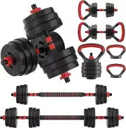 60LB 4-In-1 or 2-In1 Portable Changeable Adjustable Dumbbell Set Barbell Set and