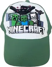 [Fashion UK] Official Minecraft Monster Characters Peaked Cap for Kids or Boys Polyester Cotton Baseball Cap White Green