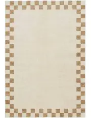 [Miss Amara] Aiday Checkered Border Washable Rug in Beige