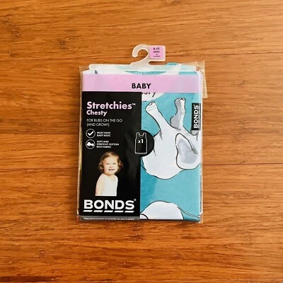Bonds Baby Elephant Teal Blue Chesty Singlet Size 0 BNIP