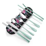 Travel UtensilsReusable Silverware Set To Go Portable Cutlery Set with a Wate...