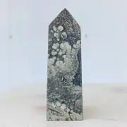 132g Natural Chalcopyrite flower &Agate quartz crystal Obelisk Mineral Gem B457
