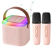 Bluetooth Mini Karaoke Machine Karaoke Speaker with 2 Wireless Microphones and Party Lights for Family Birthday Gifts