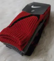 3 Pair Nike Swoosh Kids Boy's Crew Socks. Red, Grey, Black SZ 13C-3Y