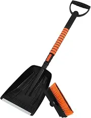 FELTECHELECTR Extendable Snow Scraper Brush for Cars Ergonomic Ice Scraper with Comfortable Grip Flexible Rotating Design Durable Construction for Efficient Snow and Frost Removal Winter Tool