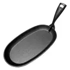 10.6 X 6.89in Cast Iron Steak Plate Oval Shape Griddle Pan for Home Restaurant