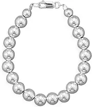 [JewelryWeb] 8mm 925 Sterling Silver Bead Bracelet Lobster Clasp Jewelry Gifts for Women - Length Options: 18 20
