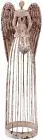 Antiqued Metal Garden Angel Statue with Heart, Indoor Outdoor Angel Yard Art Dec