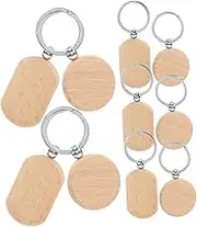 10Pcs Blank Wooden Keychains DIY Wood Key Rings Unfinished Key Tags for Personalization for Crafts Home Office Decor Rustic Style Keychain Charms