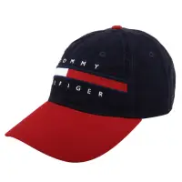 在飛比找momo購物網優惠-【Tommy Hilfiger】經典紅白槓字母繡線棒球帽(紅