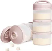 Stackable Formula Dispenser Portable Milk Powder Container, 2 Pack, Light Pink