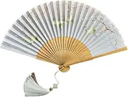 Hand Fan Folding Hand Fans, Imitated Silk Fabric Hand Fans with Hollowed Bamboo Ribs, for Wall Decor, Costume Props