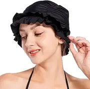 Swim Cap, Swim Cap, Elastic Breathable Turban with Ruffled Edges, Nylon Curved Waterproof for Women