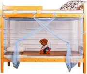 Children Bunk Beds Valance Student Dormitory Insect Net Four Corner Bedding Canopy Bug Repeller Bed Curtain, Sky Blue