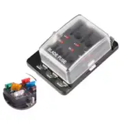 New Automotive Mini Blade Fuse Holder Box 6-Circuit Fuse Block - LED Illuminated
