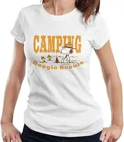 [Peanuts] Snoopy Woodstock Camping Beagle Scouts Women's T-Shirt White