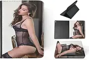Sexy Brunette Girl Black Lingerie FLIP Tablet CASE Cover for Apple IPAD 10.2 (2019) (7TH GEN) / IPAD 10.2 (2020) (8TH GEN) / IPAD 10.2 (2021) (9TH GEN)