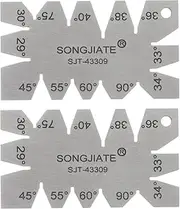 uxcell 2pcs Screw Thread Gauge Cutting Angle Gage Template 29° to 90° Multiple Angles Stainless Steel Lathes Measuring Tool, 2mm Thickness