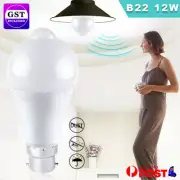 12W 4PCS LED PIR Sensor Motion Smart B22 Bulb Globe Light Auto ON/OF Cool White