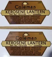 ONE (1) NEW COLEMAN 235 KEROSENE LANTERN STICKER DECAL LANTERN STOVE LARGE REPL