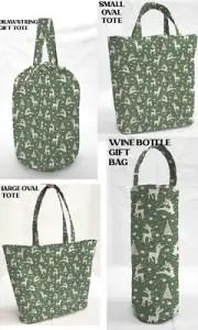 Christmas Reindeer Reusable Gift Bags and/or Tote Bags