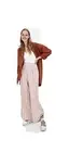 ZARA Trf Striped Wide Leg Flare Trouser Size Small White