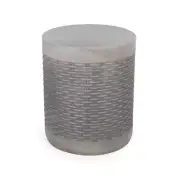 Noble House Outdoor Patio Side Table 15.75" Cylindrical Stone in Concrete Finish