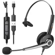 Monaural Corded USB Headsets with Noise Cancelling Mic and in-line Controls, ...